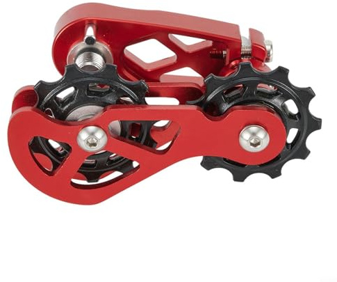 EcoLivzen Ultra-Smooth Single-Speed Chain Tensioner with Adjustable Tension and Dual Spring Chain Guides, Bike 8-12 Speed Chain Tensioner (Red)