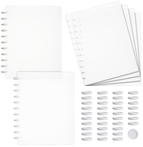 NBEADS 3 juegos de tapa y discos para cuaderno de anillas A4 de 310 x 230 mm, cubierta de polietileno con disco, accesorios para cuaderno de anillas para escuela, oficina, asignatura y documentos