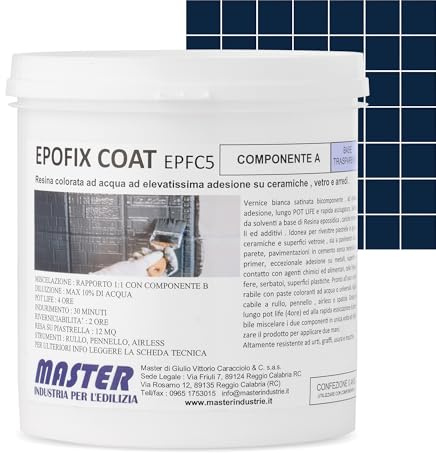 Resina Epossidica per Pavimenti Interni ed Esterni | Vernice Pittura per Piastrelle e Mattonelle Bagno e Cucina, Cemento e Garage | Fino a 12 m² per mano
