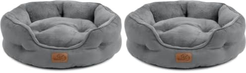 Bedsure Cat Bed for Indoor Cats Round Washable, 51x48cm (Pack of 2)