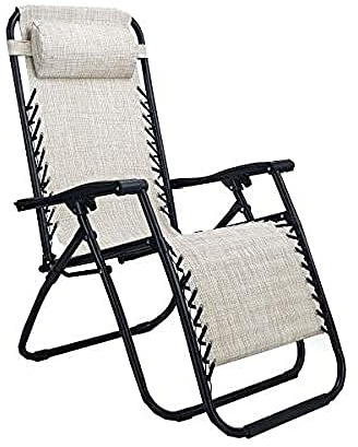 Totò Piccinni Sedia GRAVITY gravità Zero Sdraio da Giardino Poltrona Relax Pieghevole Salvaspazio Reclinabile Tessuto in Textilene (Beige)