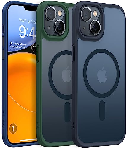 TOTORRAS für iPhone 13 Hülle mit MagSafe, 12FT Zertifizierte Militärschutz Stoßfest, 19N Starke Magnetkraft & 15W Schnellladung, Samtige Haptik Dünn Case für iPhone 13 Handyhülle, Matt Schwarz