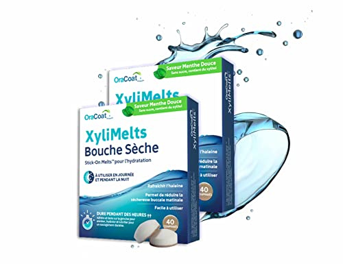 XYLIMELTS Bouche Sèche 80 Pastilles Adhérentes Menthe Douce| Soulage la Sécheresse Buccale Jour & Nuit| Action Jusqu’à 8h| Sans Sucre, au Xylitol| Discret & Naturel| Testé Cliniquement