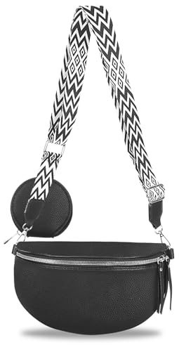 Damen Stylisch Crossbody Bag Bauchtasche Damen Leder Crossbody Bag Women's Shoulder Bag Damen Umhängetasche Damen Breiter gurt Geldbörse Schultertaschen Mode Hüfttaschen Moderne Breitem Schultergurt