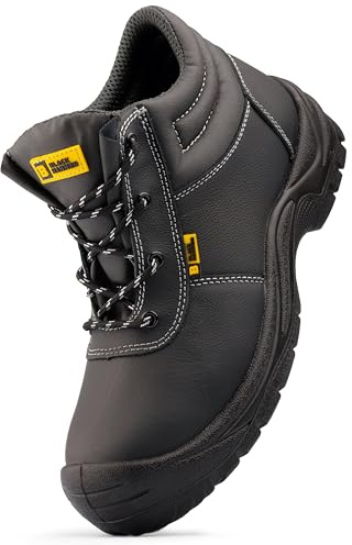 Black Hammer Leather Safety Boots for Men Steel Toe Cap with Midsole Protection Waterproof S3 SRC Construction William (7 UK)
