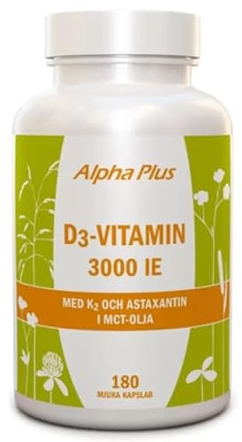 Alpha Plus D3-vitamin 3000 IE + K2 180 kapslar