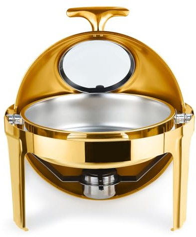 Generic 9L Buffet Dish, Catering Food Warmer, Round Chafing Dish Buffet Set, Stainless Steel Chafing and Buffet Warmers Set with Visible Lid for Parties 1 Set