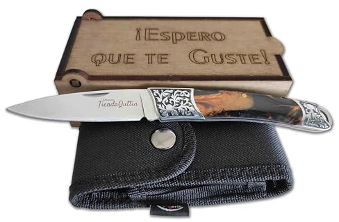 Genérico Artesania kniv 8,5 cm blad med hylsa i trälåda. Ferrula rostfritt stål fyrkantig