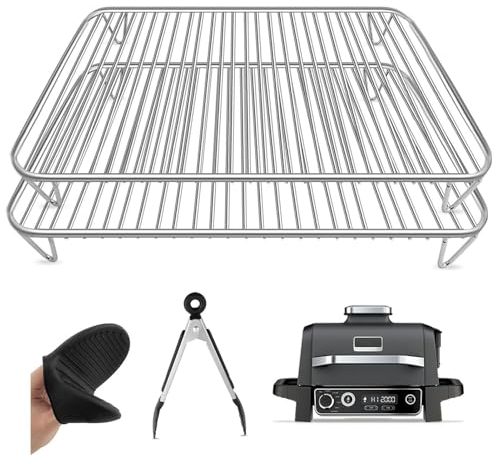Skyearman - Juego de 2 rejillas antiadherentes para Ninja Woodfire Barbacoa eléctrica y ahumadero, accesorios de parrilla compatibles con Ninja Woodfire OG701 OG751 parrilla al aire libre