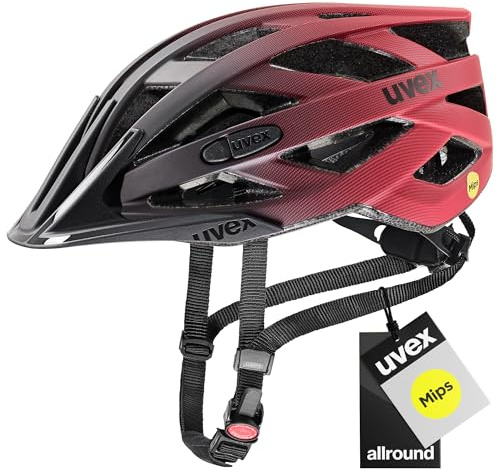 uvex i-vo cc MIPS Fahrradhelm, Black-red matt, 56-60 cm