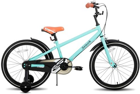 STITCH 18 Zoll Kinderfahrrad für 5-8Jahre Mädchen & Jungen, 18 Zoll Kinderfahrrad mit Stützrädern,Grün