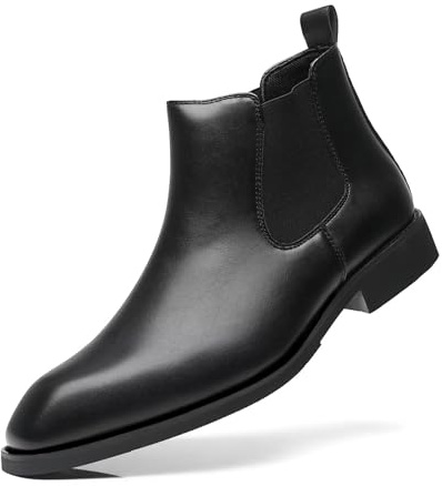SANNAX Zapatos de Hombre Botas Chelsea Elegante vintage botas de tobillo de negocios de alto casual botas de hombre Mocasines Formales, Negro 1, EU 42