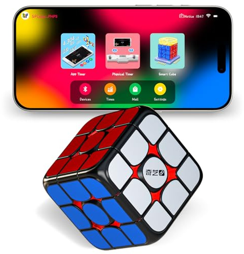 ROXENDA 3x3 Smart Cube, Cubo Mágico 3x3 Conexión Bluetooth, Diseño Stickerless, Sistema Magnético Ajustable, Compatible con App Smart Player