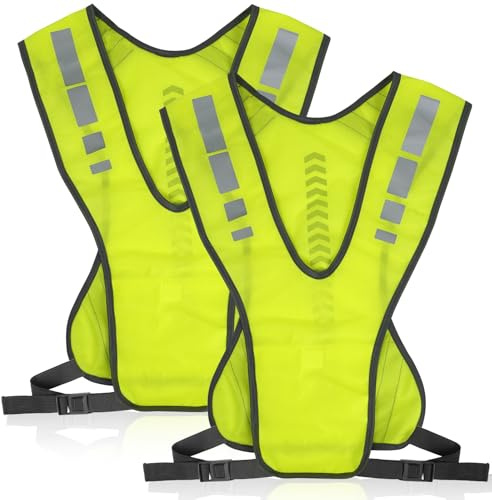 ZephyrCraft 2 Pack High-Visibility Reflective Vest – Breathable & Waterproof Polyester for Jogging Fishing Cycling – Adjustable Safety Vest for Women, Men, Adults
