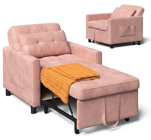 Xbro Poltrona Letto Singolo 3 in 1, Schienale Regolabile, Divano Relax Salvaspazio con Borsa Integrata per Appartamento/Camera da Letto