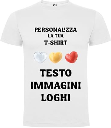 ADRE - Maglietta Personalizzata Uomo Donna, T-Shirt 100% Cotone con Stampa Personalizzabile Fronte Retro Alta qualità DTF, Girocollo Unisex, Manica Corta