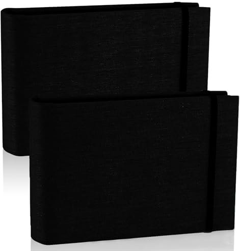 2 Pack Small Photo Album 6x4, 200 Photos Small Mini Linen Photo Albums, Flip Photo Book Photo Album Pockets with Slip-In Album for Baby Wedding Travel (Black, 6x4inch)