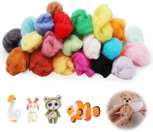 RANJIMA Set di 36 colori di lana da fiaba, 108 g, in lana di pecora, per feltro, per lavori a maglia, per principianti, fai da te
