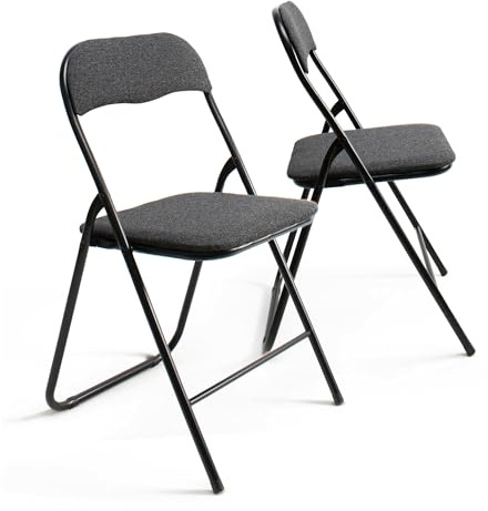 THE SECRET HOME─ Pack de 2, 4 y 6 Sillas Plegables Acolchadas de Metal y Poliéster─ Asiento Auxiliar para el Hogar─ 44x48x78 cm (2, Negro)