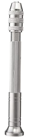 Mandouer Precision Hand Drill with Pin Vice Chuck, 0.3-3.0mm Mini Drill for Craft, Jewellery Making, Resin and Model Building (Silver)