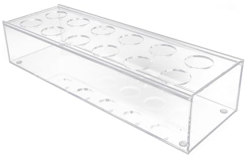LABRIMP Jarrón Acrílico Transparente Rectangular 30X10X65 CM 12 Orificios para Arreglo Floral Centro de Mesa Decorativo para Comedor Adorno de Escritorio y Decoración de Eventos