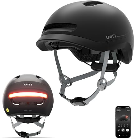 UNIT 1 Neon Hybrid Smart Bike Helmet | Urban & Road | MIPS | LED anteriore e posteriore | Compatibile con luci di direzione e freno con telecomando | Crash Alert | E-Bike completamente certificata |