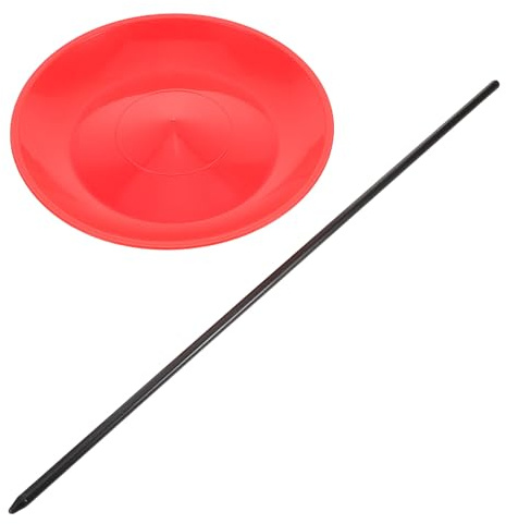FUNOMOCYA Set di Piatti Rotanti da Giocoleria in Plastica Rossa con Bastoni Professionali, Accessori da Clown Portatili per Spettacoli Teatrali e Intrattenimento
