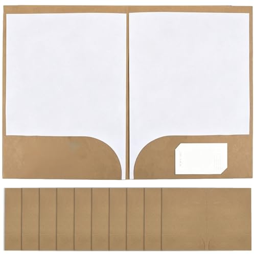 GUOYOU 10 stycken lösmapp A4 kraftpapper, postmapp, mapp A4 310 x 220 mm | Kartongmapp papper kram arrangör med visitkortsplats för filer, binder för kontor skola och hem