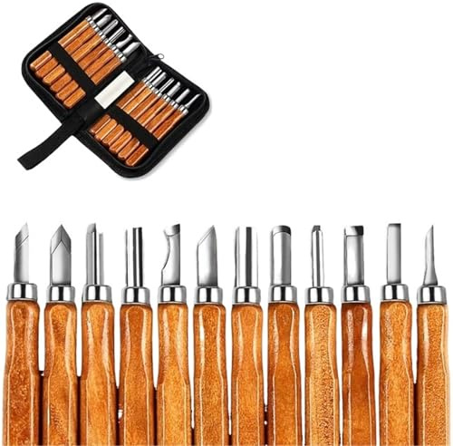 Kit per intaglio del legno Set di kit for intaglio del legno precisione da 12 pezzi, comodo ed ergonomico, for intagli dettagliati con strumenti for bisturi e scalpelli