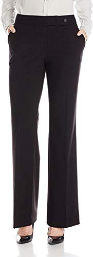 Calvin Klein Women's Classic Fit Straight Leg Lux Suit Pants, Black, 4