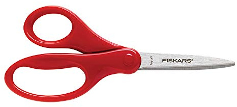 Fiskars 194580-1017 Back to School Supplies Student Kids Scissors, 7 Inch, Red