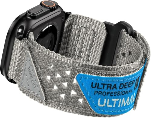 ULTIMAL Sportrem kompatibel med Apple Watch-remmar 38 mm 40 mm 41 mm, mjukt nylonband, andningsbart ihåligt, krok och ögla design för iWatch rem serie 8/7/6/5/4/3/2/1/SE grå