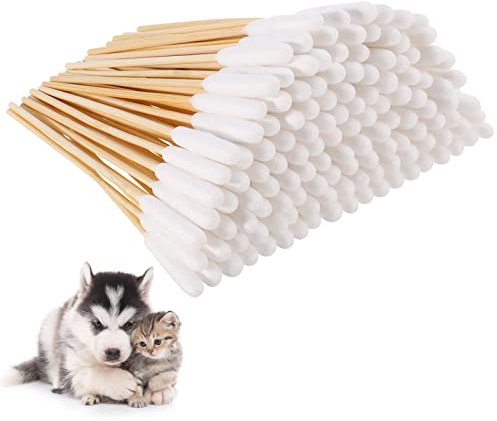 FANTESI 200 Stück Hunde Wattestäbchen Ohrreiniger für Haustiere Ohrreinigung für Hunde, 15 cm Ohrreiniger Ohrreinigungsstäbchen für Haustiere Hund, Katze (4-Packungen)