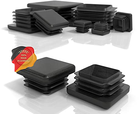 PD® Lamellenstopfen 35x35 mm für Vierkantrohr - Vierkant Endkappen aus PE Kunststoff - Rohrstopfen zur Rohrabdeckung von Stahlrohr, Edelstahlrohr, Alurohr & Aluprofil - Quadratstopfen Schwarz - 4 Stk.