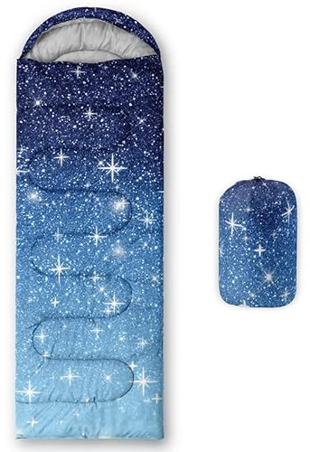 HOSIMA Sleeping Bags for Boys Girls Kids,Starry Sky Printed Lightweight Warm Portable Outdoor Indoor-Waterproof Cold Weather Resistant Sleeping Bag for Camping Hiking(Sky)