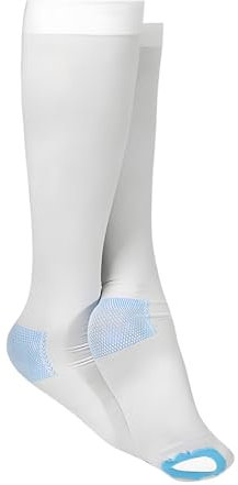 Antitrombo Compression Socks, 1 Paar Thrombosestrümpfe mit offener Spitze, Abgestufte Unterstützung Stützstrümpfe, Medizinische Kompressionsstrümpfe, Klasse1, für Ödeme, Weiß, XL