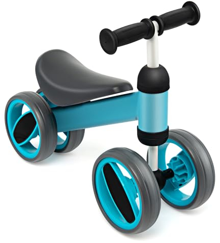 SOARS Kinder Laufrad ab 1 Jahr, Lauflernrad mit 4 Rädern bis 20 kg belastbar, Lauflernhilfe mit ergonomischem Griff, Erstes Fahrrad für Jungen & Mädchen als Geschenke (Blau)