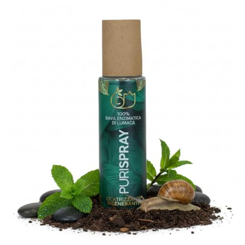 VIVA Ren enzymatisk snigel, sårläkande spray, regenererande, skyddande och reparerande, för alla hudtyper, 100 ml, tillverkad i Italien
