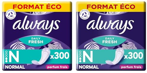Always Daily Fresh Protège-Slips Normal 10x30 Unités, Avec un parfum frais, Pour ne sentir rien d’autre que fraîcheur et protection (Lot de 2)