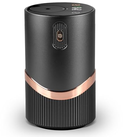 Wasserloser Öl Diffusor, Wasserlos Aroma Diffuser Kabellos - Difuser Ätherische Öle Kabellos with Warm LED, Automatic Power-Off, Multifunction 4 Cold Mist & Timer 1/2/4/6H