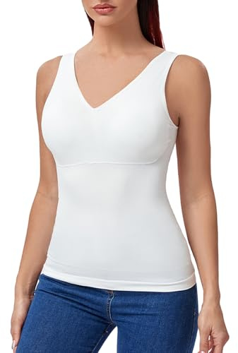 Joyshaper Canottiera da Donna Shapewear Pancia Piatta Top Modellante Reggiseno Canottiera Tops Canottiera in Pizzo Top Vests Modellante Pancia Piatta Magliette Body Shaper, XXL