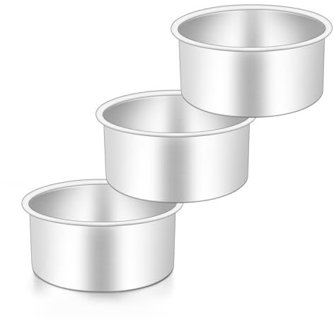 HaWare Mini Cake Tin Set of 3, 4 inch Stainless Steel Round Baking Pan for Baking Roasting Serving, Layer Cake Tin for Birthday Wedding, Healthy & Non-Toxic, Mirror Polished & Dishwasher Safe (10cm)