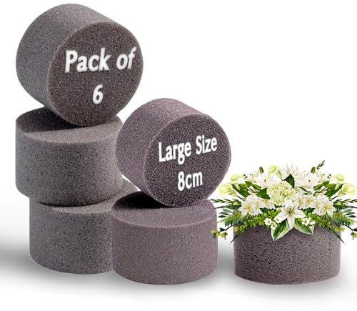 Amerise 6 Pcs Dry Floral Foam Round 8x5cm – Large Cylinder Flower Foam Blocks for Florist Arrangements, Artificial Flowers, Wedding Decoration, Craft Projects & Flower Arranging Fo.am Displays