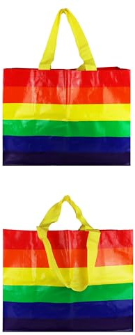 HENBRANDT Single Rainbow Pride Reusable Shopping Bag 45x34.5x24cm Large Tote with Wide Yellow Straps Foldable, Eco-Friendly, Waterproof Grocery Bag for Life LGBTQ+ Community and Everyday Use