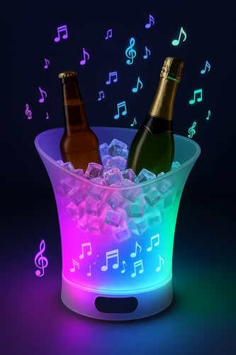 Generico Secchiello Ghiaccio LED Multicolore con Speaker Bluetooth 5L, Portatile, Impermeabile – per Vino, Champagne, Birra – Ideale per Feste, Barbecue, Eventi