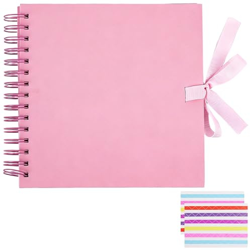 Scrapbook Photo Album, 20.5x20.5cm 40-Page Hardcover Kraft DIY Memory Book for Wedding, Anniversary, Birthday, Travel, Friends, Baby (Pink)