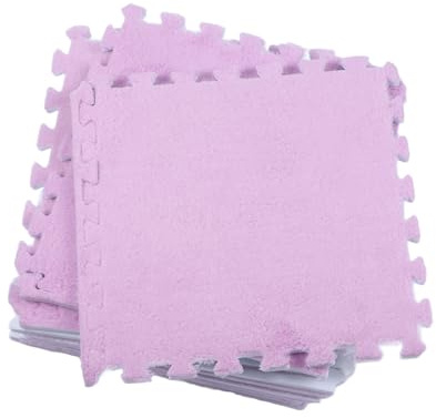 Sonew Azulejos de Espuma para Suelo de Rompecabezas de Felpa Azul Marino, Alfombra Entrelazada de 10 Uds para Dormitorio y Sala de Juegos de Niños, y Antideslizante (Purple)