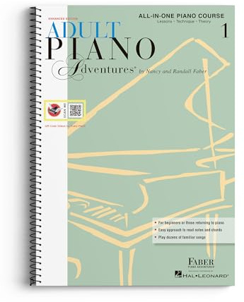 Adult Piano Adventures - All-in-One Piano Course Book 1 | Faber Piano Course for Adult Beginners | Spiral Bound with Online Media and Instructional Videos | Includes Lesson, Technique and Theory