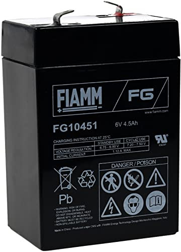FIAMM Batterie de Remplacement Moto, Voiture, Quad et Autre véhicule pour Enfant 6V 4 5Ah, 6V, Lead-Acid [ Batterie au Plomb ]