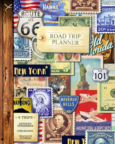 Road Trip Planner: Vacation Planner & Travel Journal/Diary for 4 Trips, with Checklists, Itinerary & more [ Softback * Large (8” x 10”) * American Roadtrip ]